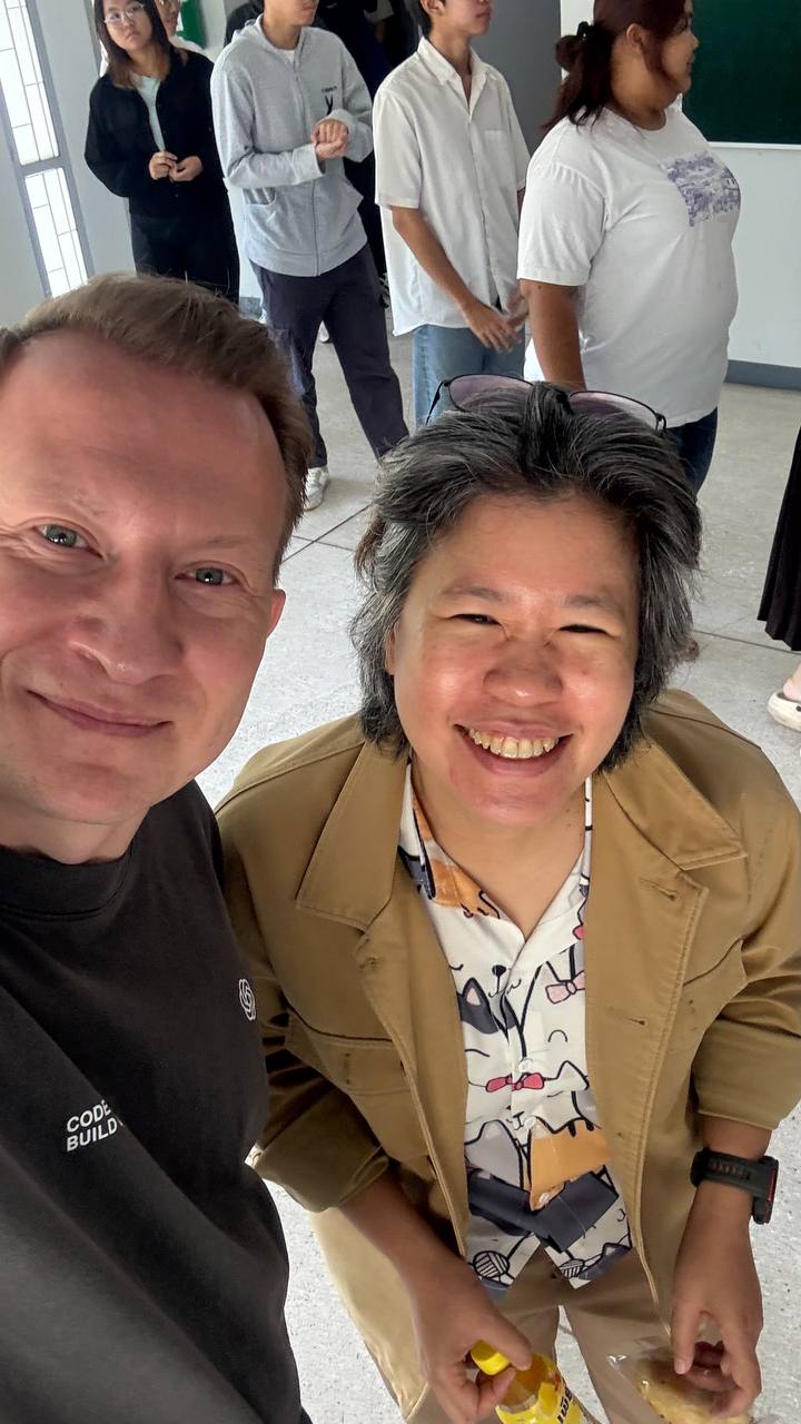 A selfie with Vladislav Guzey and another attendee at the CMU event