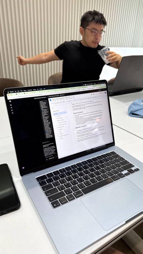 A participant showing a working ChatGPT Work and Codex automation on a laptop