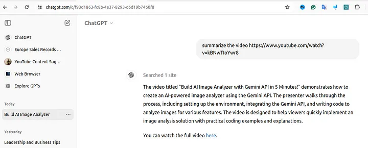 How to summarize the video with ChatGPT