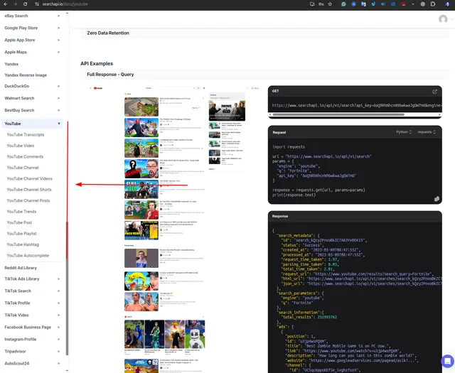 SearchApi YouTube endpoints