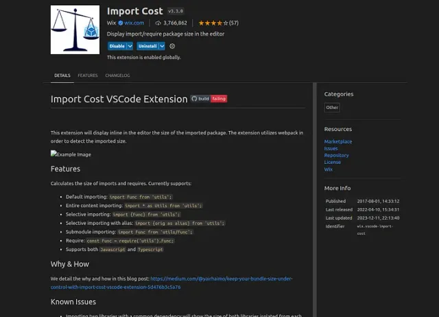 Import Cost Extension Import Cost Extension