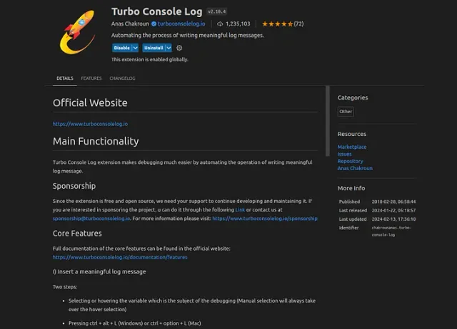 Turbo Console Log Turbo Console Log